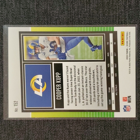 Panini Score Cooper Kupp Red Dot #152 Card 074/499 - Picture 2 of 3